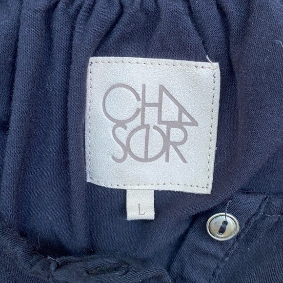 CHASER Bell Sleeve Shirred Henley in Black | Size Large - Picture 11 of 15